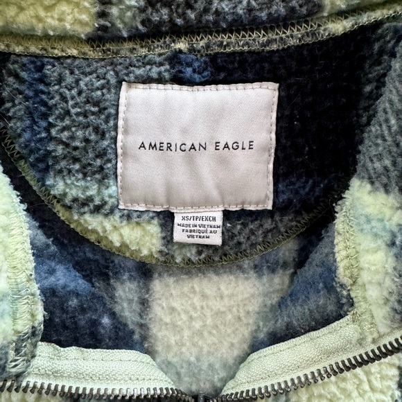 American Eagle Plaid Cropped Pullover Quarter Zip XS - Picture 5 of 8